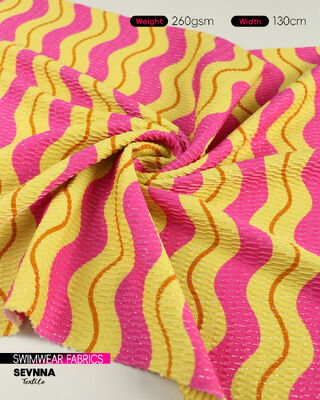 Tessuto per costumi da bagno riciclato ed ecologico con 78% nylon riciclato, 5% argento metallizzato e 17% spandex