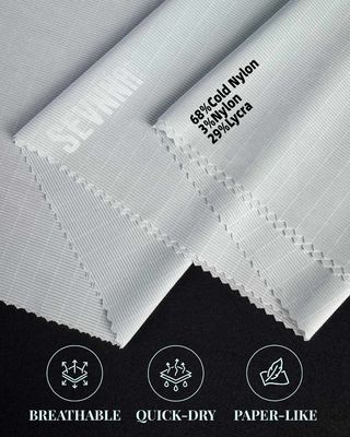 68% COLD Nylon RB 3% Nylon 29% Lycra Materiale Dettagli in tessuto Lycra riciclato per abiti durevoli e confortevoli