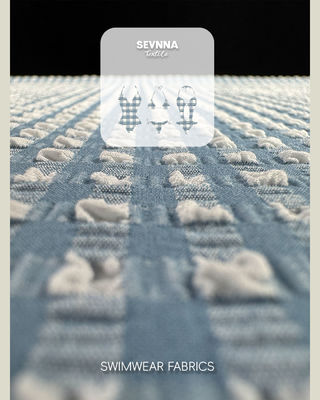 Tessuto da nuoto premium testurizzato, larghezza 115cm, peso 170gsm, con elegante motivo testurizzato per costumi da bagno