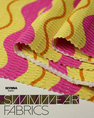 Tessuto per costumi da bagno riciclato ed ecologico con 78% nylon riciclato, 5% argento metallizzato e 17% spandex