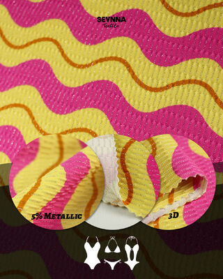 Tessuto per costumi da bagno riciclato ed ecologico con 78% nylon riciclato, 5% argento metallizzato e 17% spandex