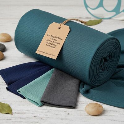 85% Nylon Riciclato Resistente al Cloro Asciugatura Rapida Tessuto Eco-Friendly per Costumi da Bagno Sostenibili